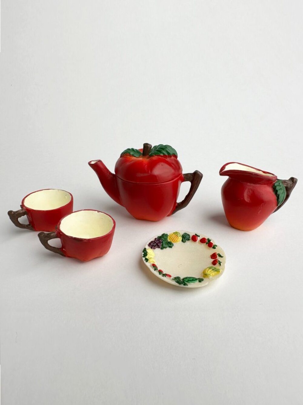 Vintage 1993 Summco Decorative Apple Miniature Tea Set